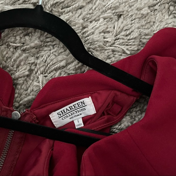 Red Ruffle Hi-Low Midi Bodycon Dress, XS - Picture 9 of 10